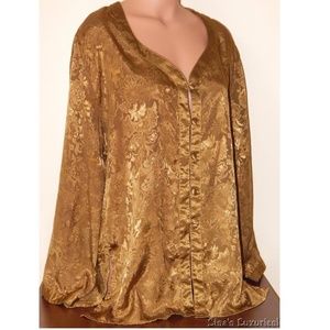Victoria's Secret Vintage Night Shirt S. Gold Jacquard EUC